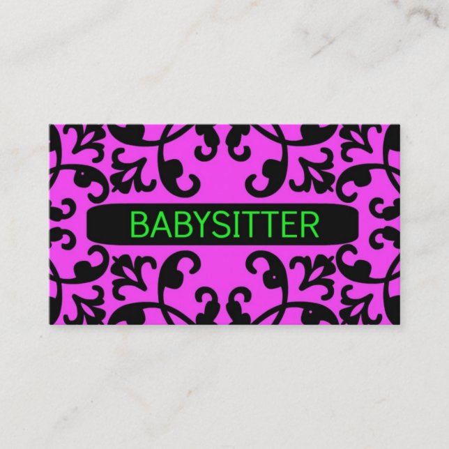 Cartão de visita de Damasco Rosa Babysitter (Frente)