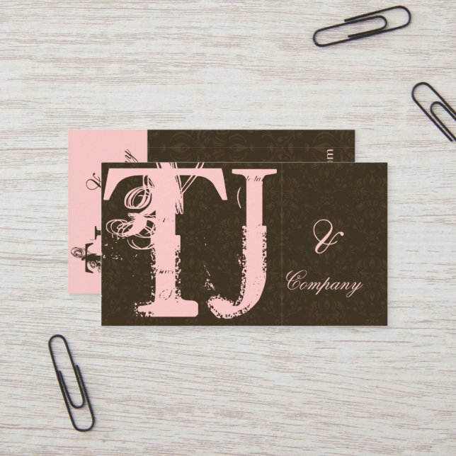 Cartão de visita de Damask com traço urbano (Frente/Verso In Situ)