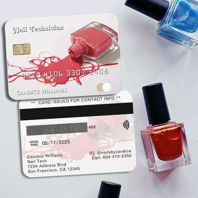Cartão de visita de Débito de Crédito Polonês da N (Nail Tech Polish Business Card
)
