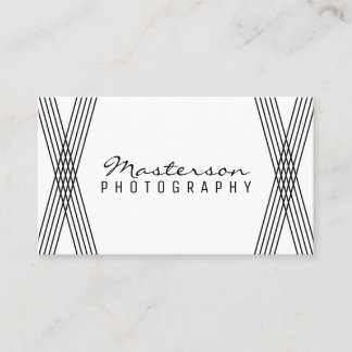 Cartão de visita de Deco Moderno Preto e Branco