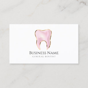 Cartão de Visita de Dentista Rosa e Dourado Elegan