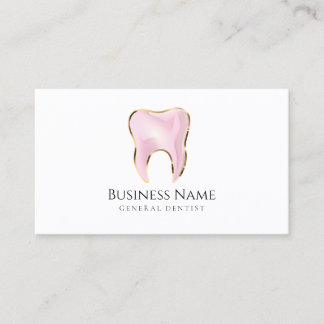 Cartão de Visita de Dentista Rosa e Dourado Elegan