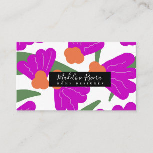 Cartão de Visita de Designer Floral Ousado e Glamo