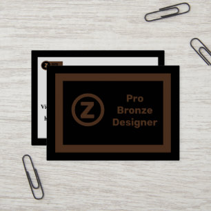 Cartão de Visita de Designer Gráfico Preto e Bronz