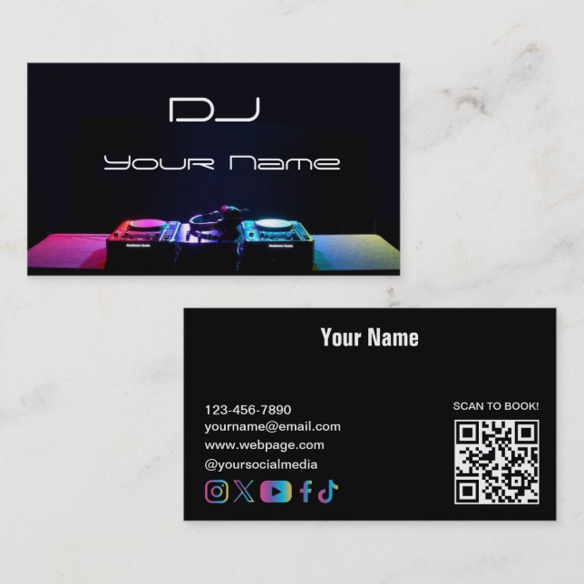 Cartão de Visita de DJ (Frente/Verso)