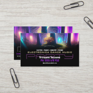Cartão de Visita de DJ de Festa Dança Floresta Mág