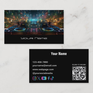 Cartão de Visita de DJ néon moderno