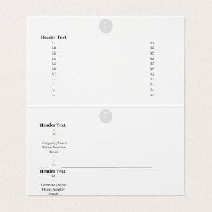 Cartão de visita de Dobragem de Tent - Informaç