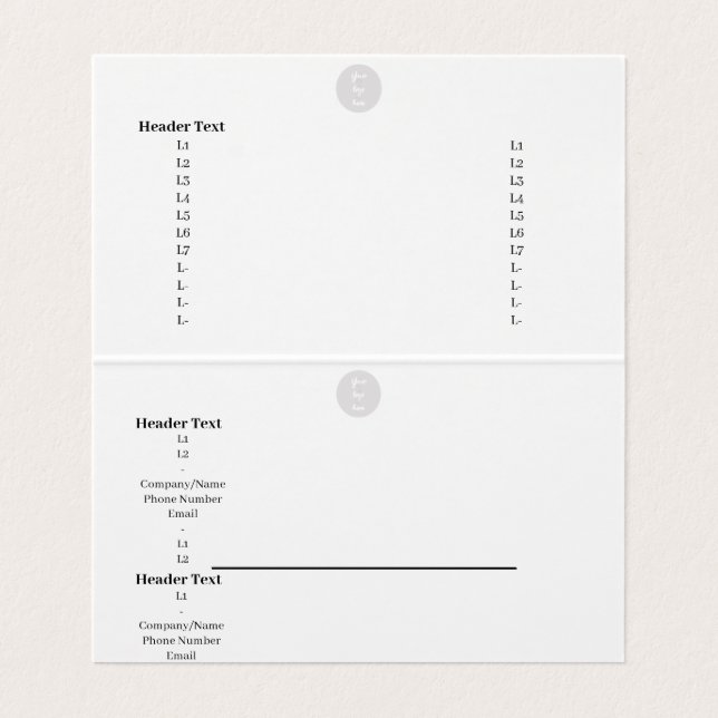 Cartão de visita de Dobragem de Tent - Informações (Interior Desdobrado)