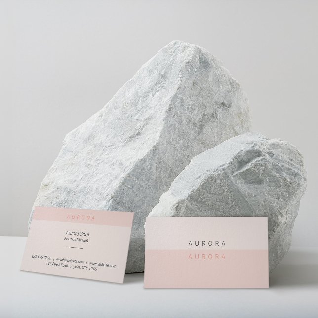 Cartão de visita de dois tons, rosado minimalista (Criador carregado)