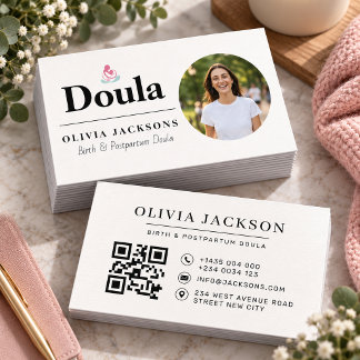 Cartão de Visita de Doula de Foto de Nascimento e 
