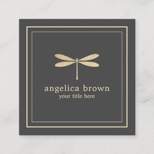 Cartão de visita de Dragonfly Glitter Faux (Frente)