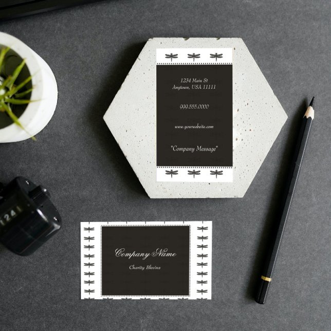 Cartão de visita de Dragonfly infinita de carvão (Charcoal Infinite Dragonfly Business Card)