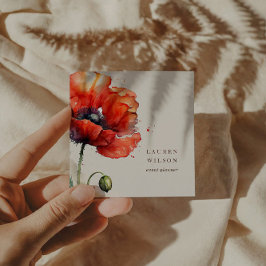 Cartão de visita de Elegante de Flor Vermelho