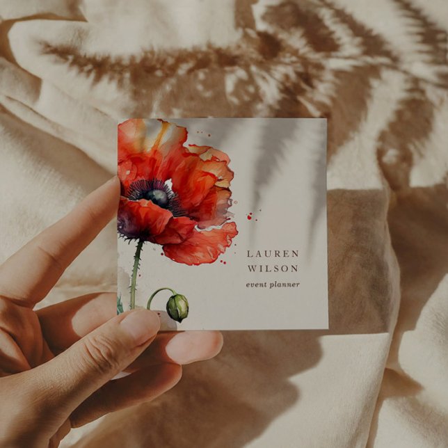 Cartão de visita de Elegante de Flor Vermelho (Criador carregado)