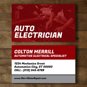 Cartão de Visita de Eletricista Automotivo