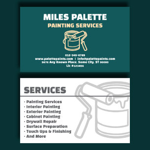 Cartão de Visita de Empreiteiro de Pintura Azul Tu