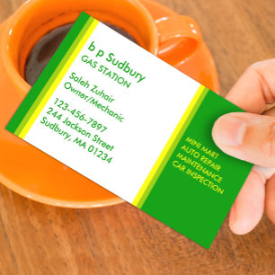 Cartão de visita de estação de gás