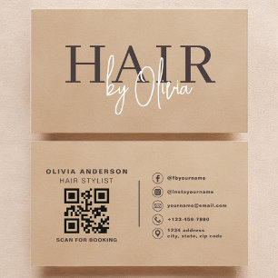 Cartão de Visita de Estilista de Cabelo Bege Neutr