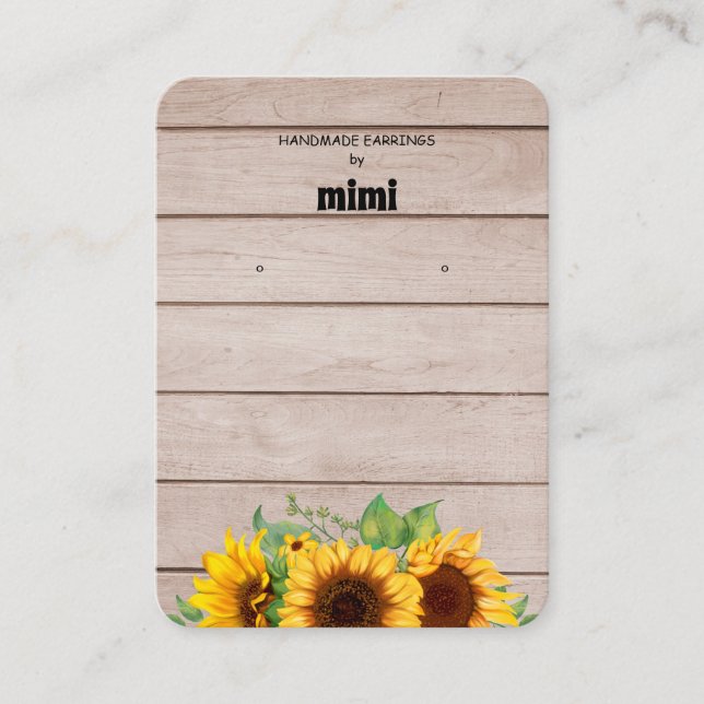 Cartão de visita de Exibição Rústica de Girassol (Frente)