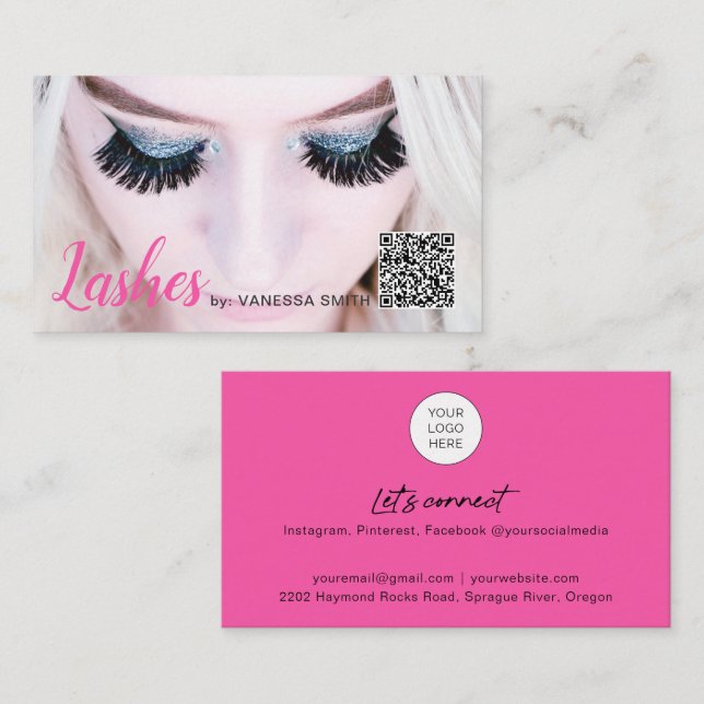 Cartão de visita de extensão de pálpebra do código (Frente/Verso)