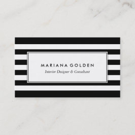Cartão de visita de faixa branca preta