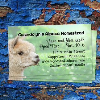 Cartão de Visita de Fibra de Tricô de Alpaca Branc