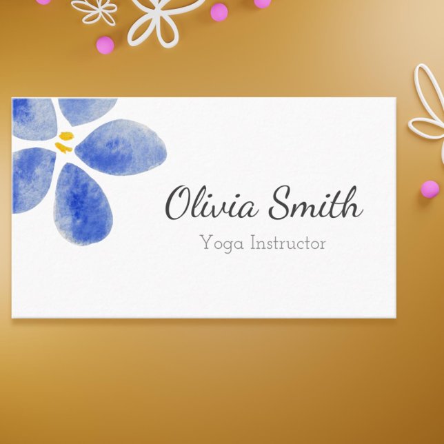 Cartão de visita de flor de aquarela azul elegante (Elegant blue watercolor flower business card)