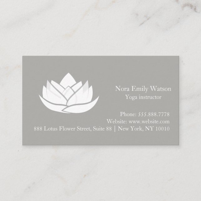 Cartão de visita de Flor de Lotus Simples Branco e (Frente)