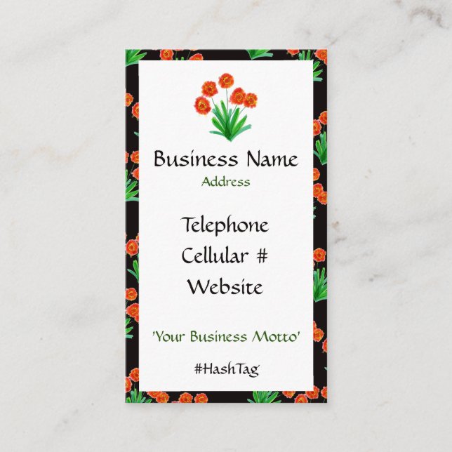 Cartão de visita de Flores Bonito E Negrito (Frente)