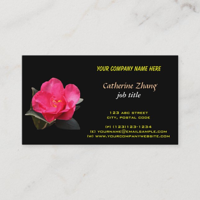 cartão de visita de flores de camellia rosa (Frente)