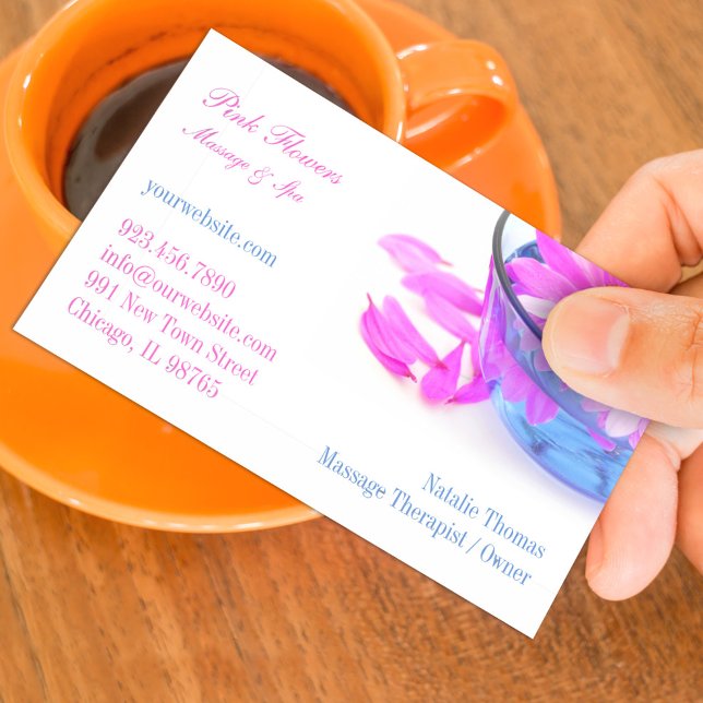 Cartão de visita de Flores de Massagem Spa (Criador carregado)