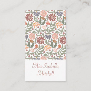 Cartão de visita de Flores Retro de Vintage Cute