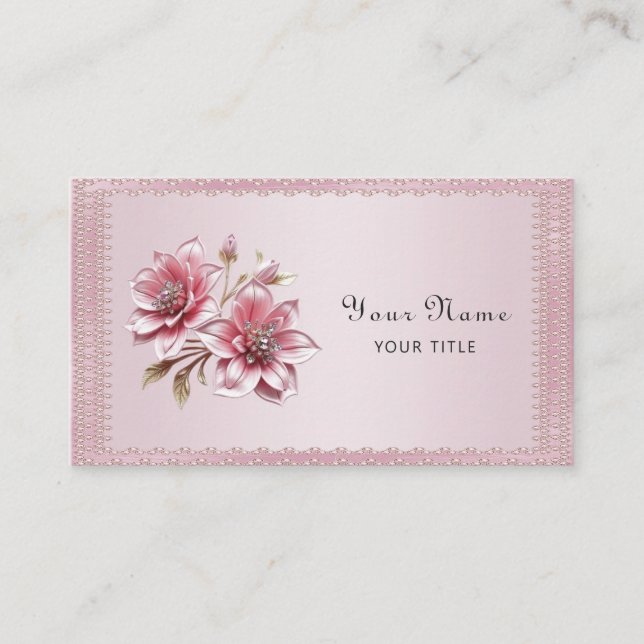 Cartão de Visita de Flores Rosa Modernas (Frente)