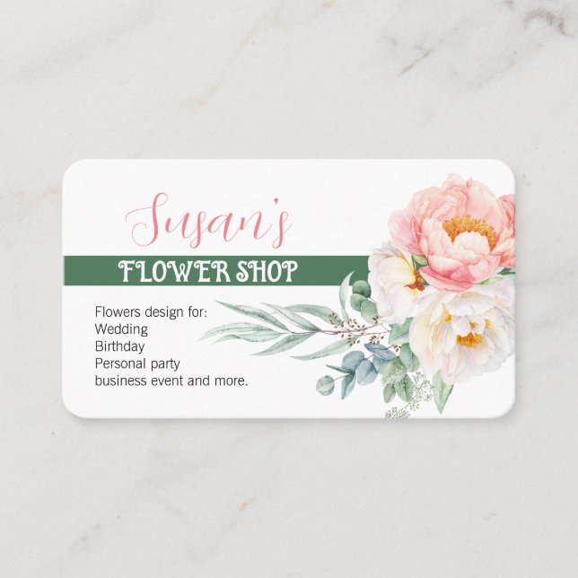 Cartão de Visita de Floricultura de Estilo Moderno (Frente)