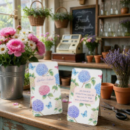 Cartão de Visita de Florista de Hidrangea em Aquar