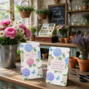 Cartão de Visita de Florista de Hidrangea em Aquar