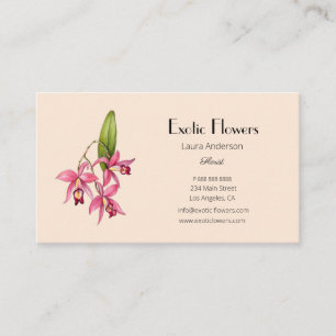 Cartão de Visita de Florista de Orquídea Flor Trop