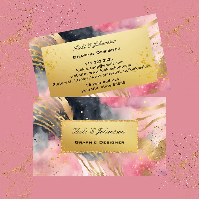 Cartão de visita de Folha de Folha Rosa Dourada (Gold Pink Glitter Foil Business Card)