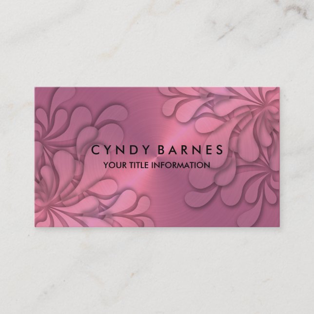 Cartão de visita de folha rosa dimensional (Frente)