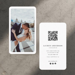 Cartão de visita de Foto Minimalista com Código QR