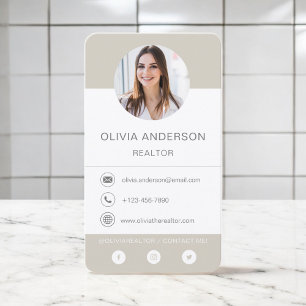 Cartão de visita de Foto Profissional Beige Terrac