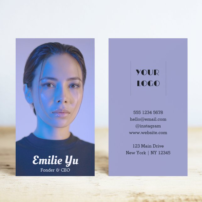 Cartão de visita de Foto Vertical do Cheio Moderno (Criador carregado)