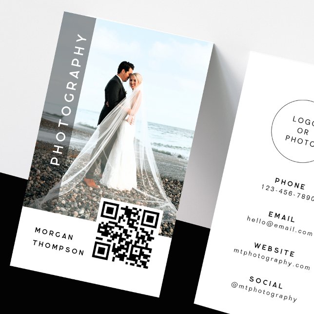 Cartão de Visita de Fotografia com Código QR Moder (Criador carregado)
