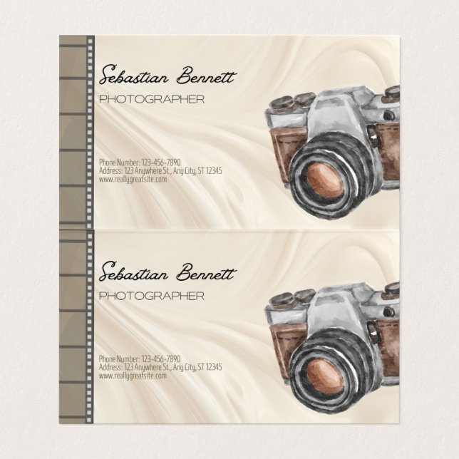 Cartão de visita de Fotografia da Câmera Vintage (Interior Desdobrado)