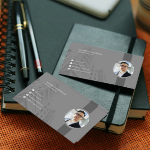 Cartão de visita de Fotografia de Cinza Elegante