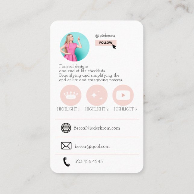 Cartão de visita de Fotografia do Código QR do Cut (Verso)