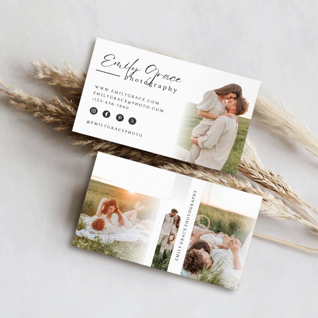 Cartão de visita de fotografia mínima elegante (Criador carregado)