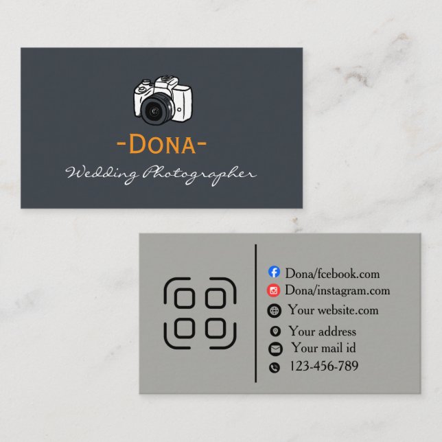 Cartão de Visita de Fotografia Moderna com Layout  (Frente/Verso)