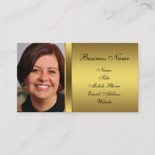 Cartão de visita de Fotografia Preta Dourada Preta (Frente)